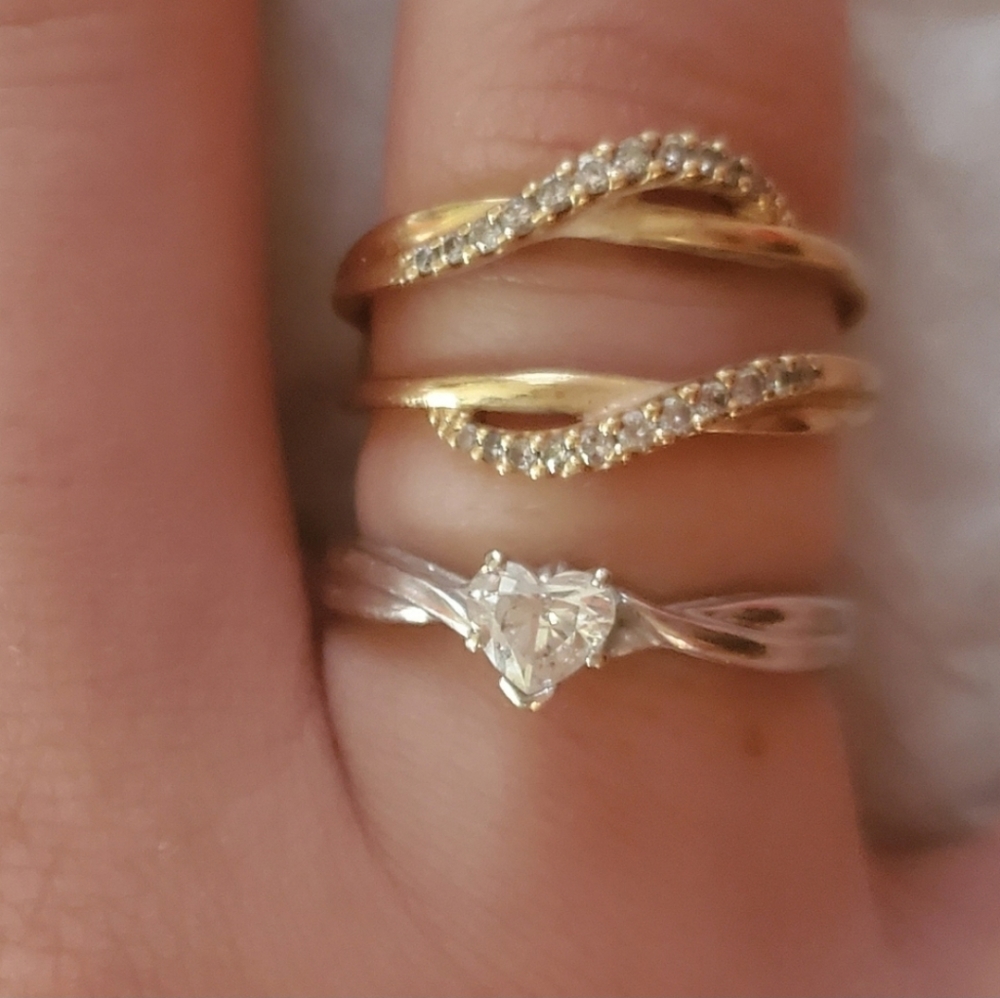 14K Gold 1 TCW Diamonds ring set STUNNING Valentine's Anniversary HEART